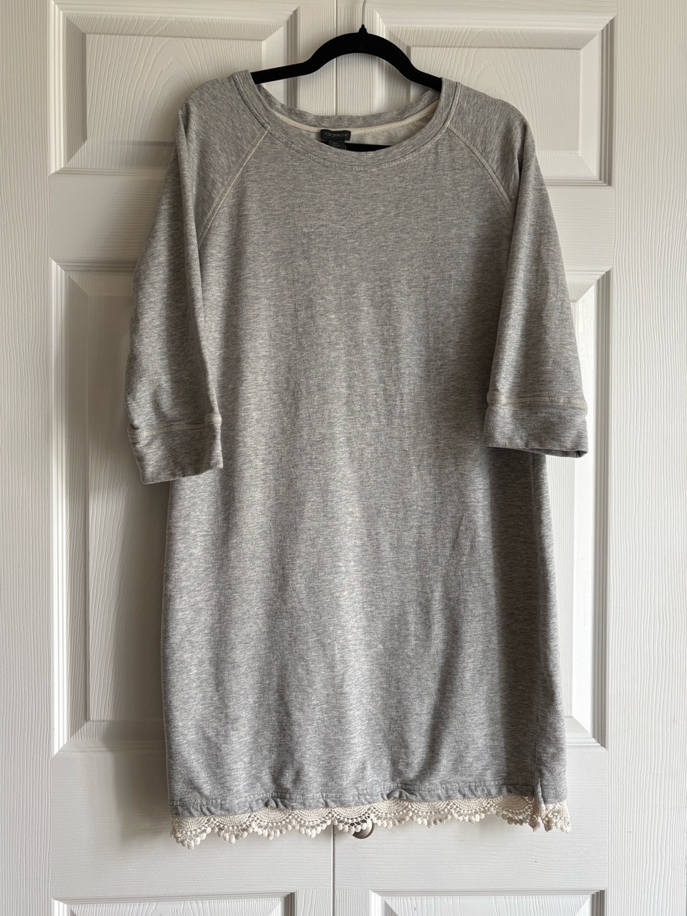 Paraphrase Gray Lace-Hem Sweatshirt Dress Relaxed Size Large